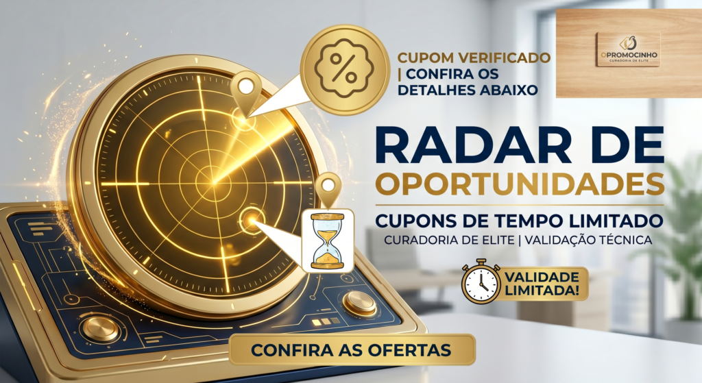 Logo oficial da seção Radar de Oportunidades do site O Promocinho, destacando a curadoria diária de ofertas e cupons de desconto validados na Amazon e Mercado Livre.